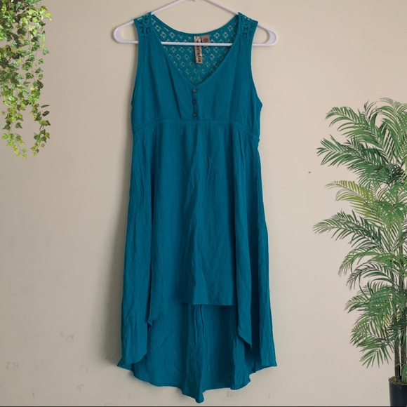 NWOT ~ Bright Blue High-Low Cotton Dress - Picture 3 of 10